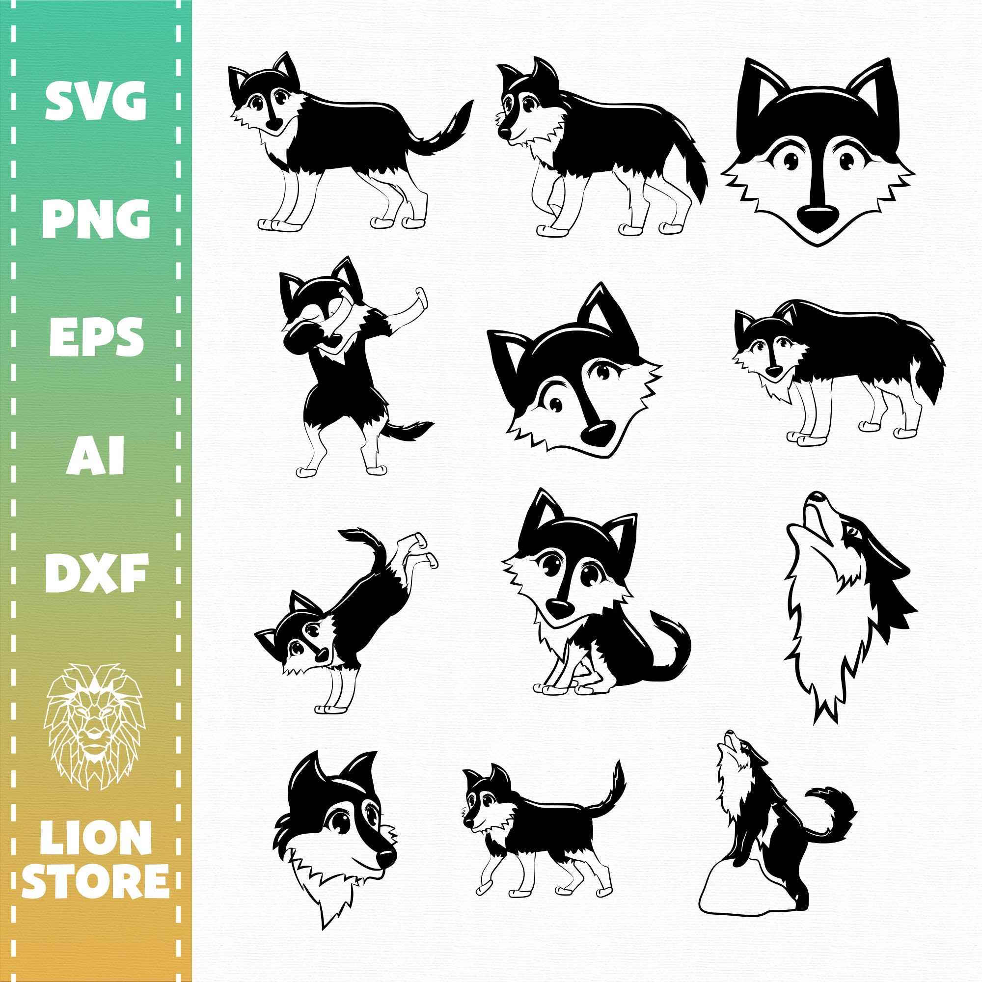 Download Wolf bundle Wolf pack svg PNG DXF EPS. Cute Wolf Baby | Etsy