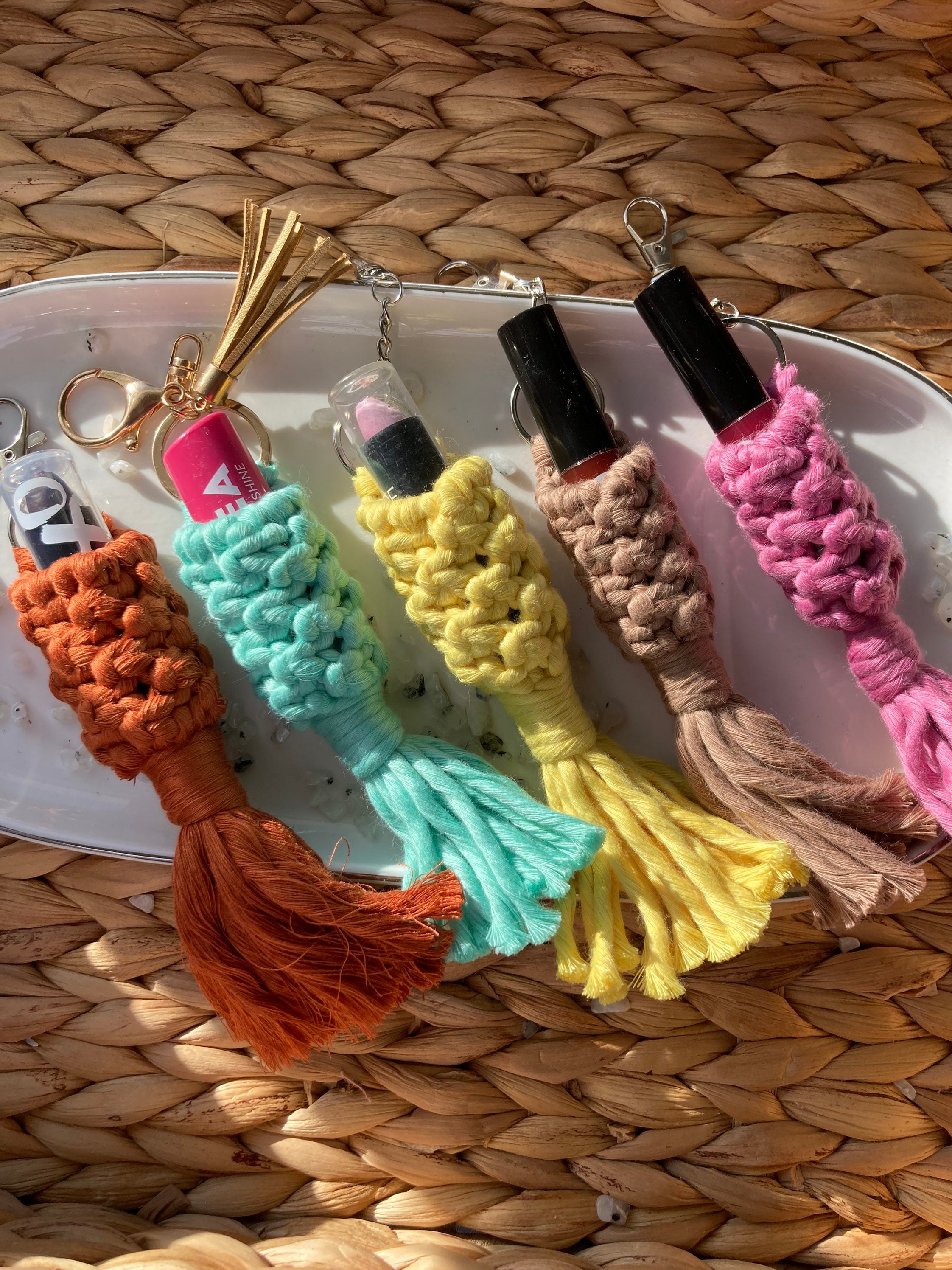 Macrame Lip Balm Holders Lip Gloss Holders Lip Balm Holder Etsy