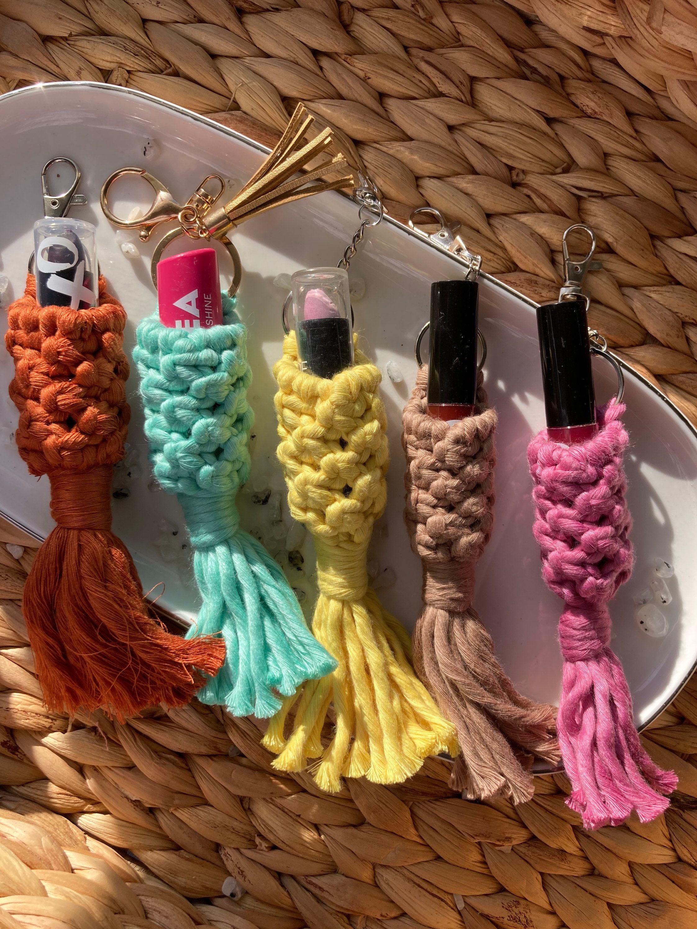 Macrame Lip Balm Holders Lip Gloss Holders Lip Balm Holder Etsy