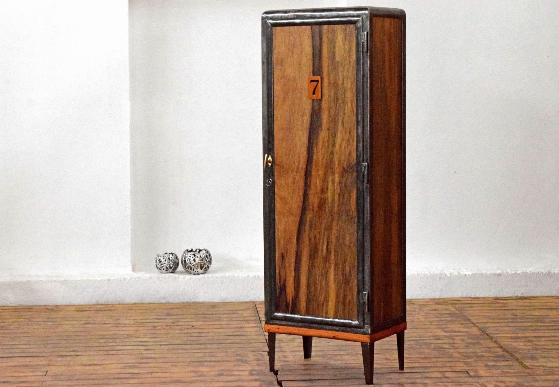 Schrank Art Deco IndustrieDesign Antik Metall Holz Alt Vintage | Etsy