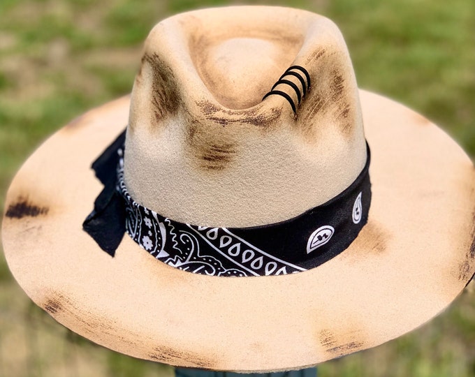 Custom Distressed Fedora Hat Cowboy Hat READ DESCRIPTION Etsy