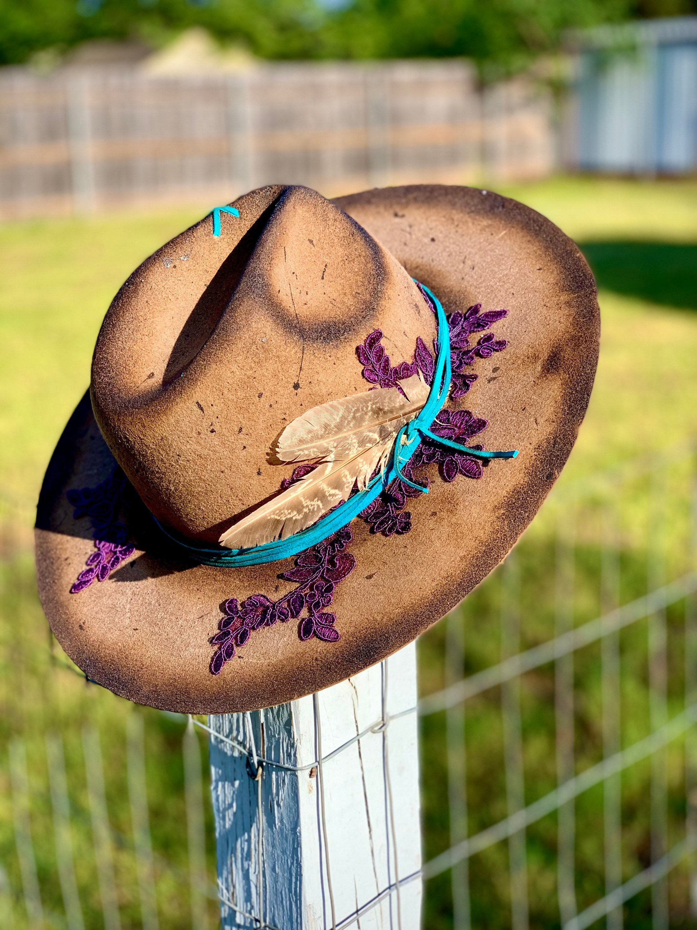 Custom Distressed Fedora Hat Cowboy Hat READ DESCRIPTION Etsy UK