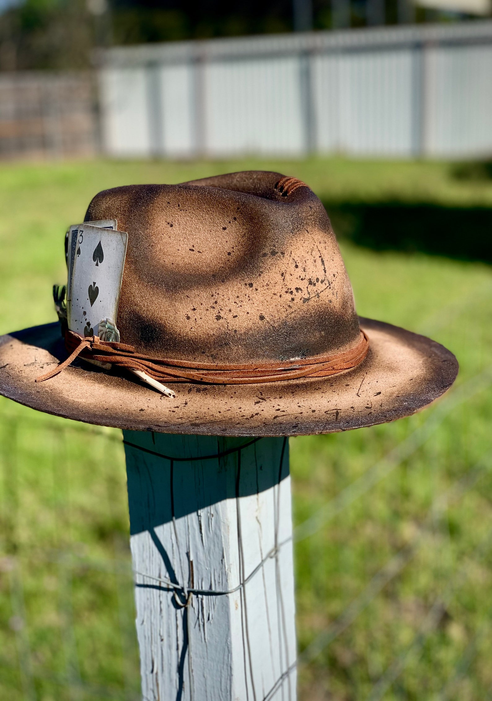 Custom Distressed Fedora Hat Cowboy Hat Etsy