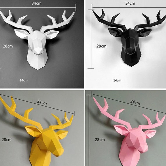 Wall Sculpture Deer Head Home Decoration Stag 3D Art Statue Antelope Accessories 