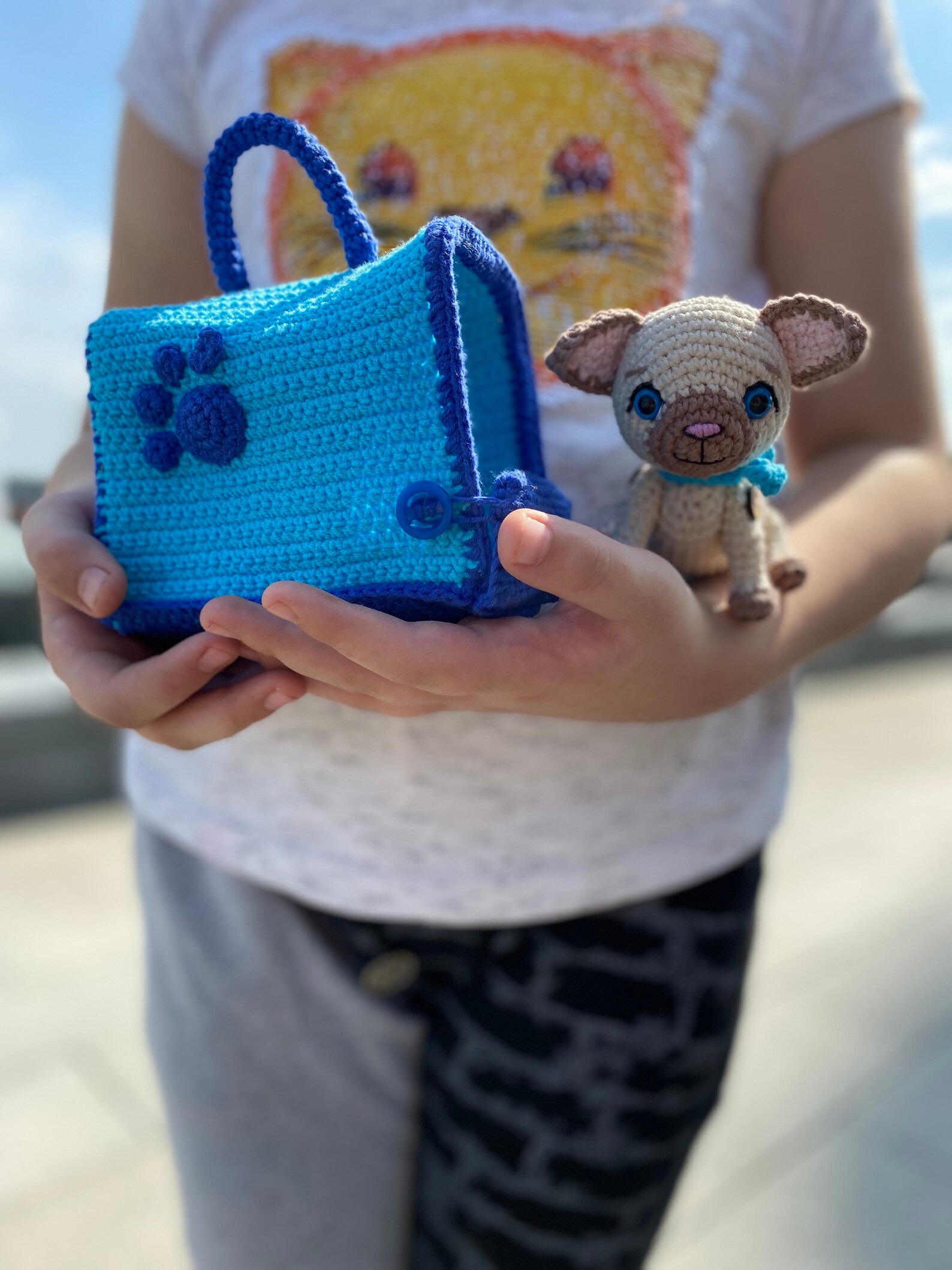 PDF Crochet Cat in a Carrier Bag Pattern Amigurumi Cat Etsy