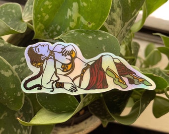 Princess Leia inspired gold bikini pin-up holographic sticker | waterproof | waterbottle sticker | laptop sticker