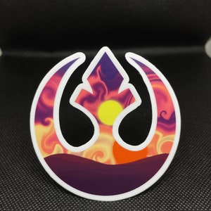 Rebel symbol trippy sticker with Tatooine suns inspired by Star Wars | waterproof | waterbottle sticker | laptop sticker