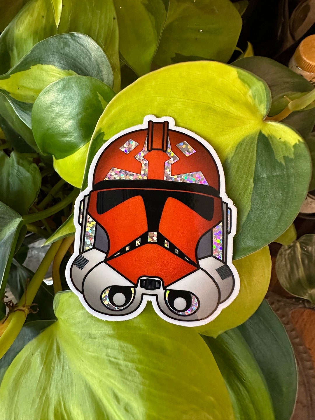 Ahsoka Clone Trooper Helmet Glitter Sticker Waterproof Etsy