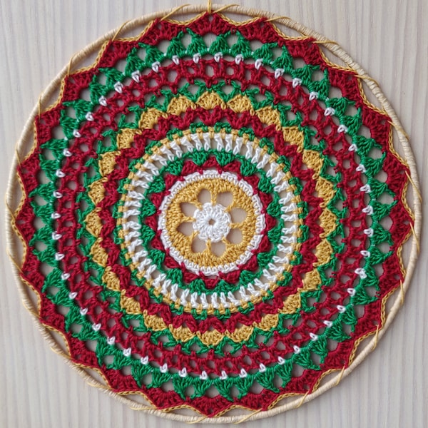Crochet Christmas Mandala Pattern, Crochet Pattern,  Christmas home decor, Wall hanging, Mandala Doily Pattern, Christmas decoration