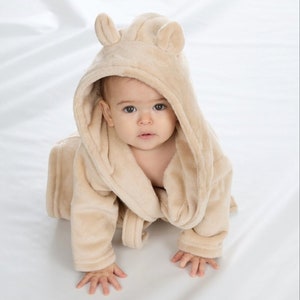 Robe de chambre à capuche personnalisée pour bébé Caramel