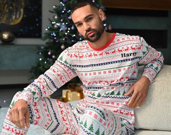 Pyjama de famille en jacquard de Noël personnalisé pour homme