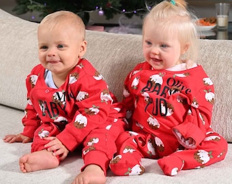 Babys unisex personalisierte Familie Weihnachten BABY PUD Schlafanzug