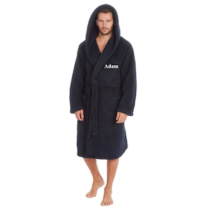 Mens personalised premium hooded dressing gown