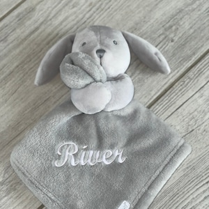 Doudou lapin personnalisé bébé Gris