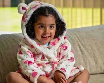 Lulabay bébés filles personnalisée robe de chambre à capuche imprimée fée