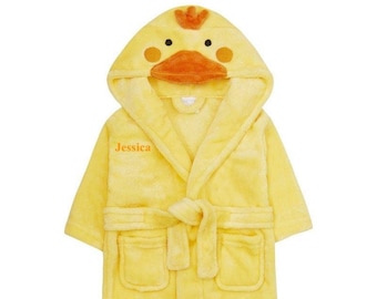 Babies personalised Duck hooded dressing gown