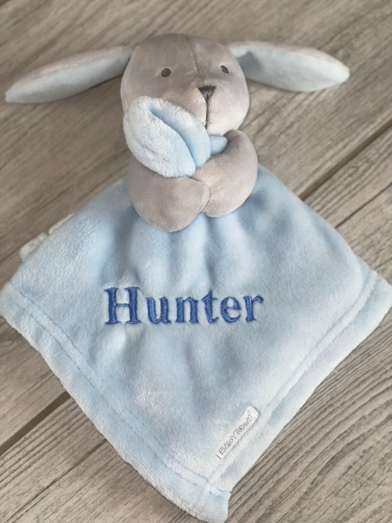 Doudou lapin personnalisé bébé Bleu