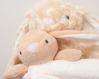 Babies personalised bunny comforter and toy gift set