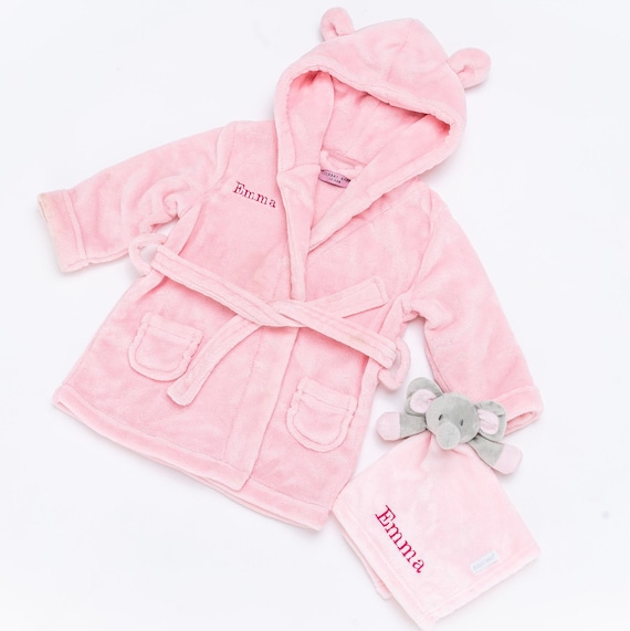 personalised fluffy dressing gown with hood