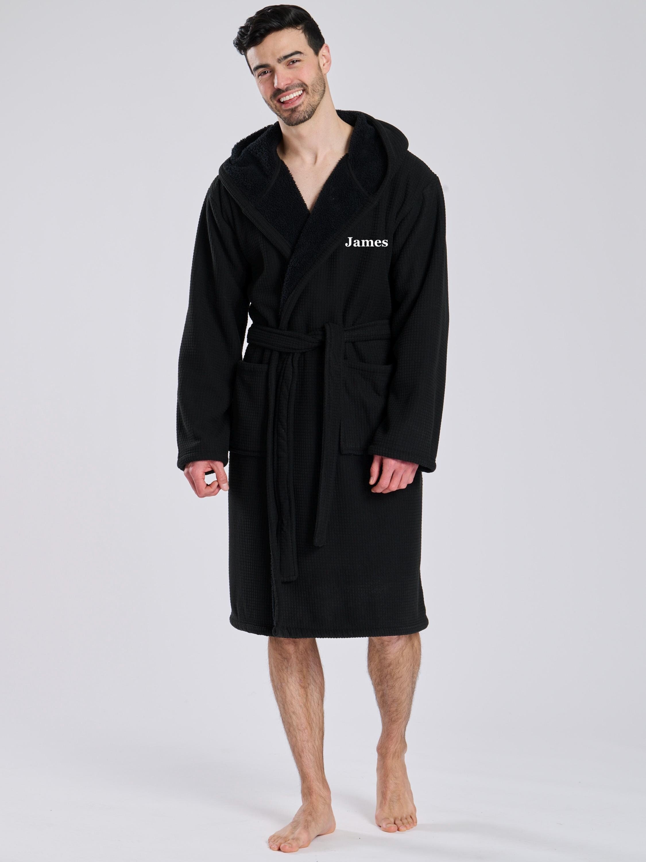 Mens personalised premium waffle bonded hooded dressing gown