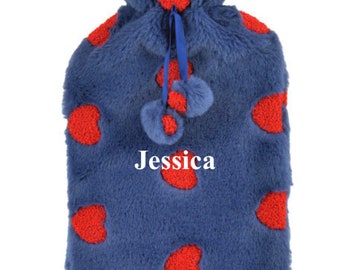 Personalised heart design print hot water bottle