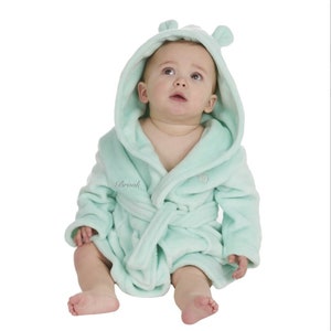 Robe de chambre à capuche personnalisée pour bébé Mint