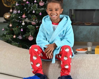 Boys personalised super soft hooded dressing gown