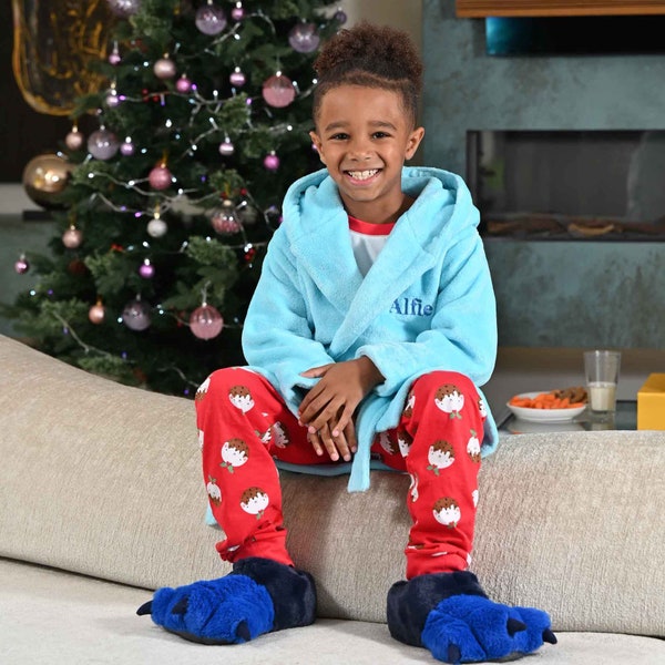 Boys personalised super soft hooded dressing gown