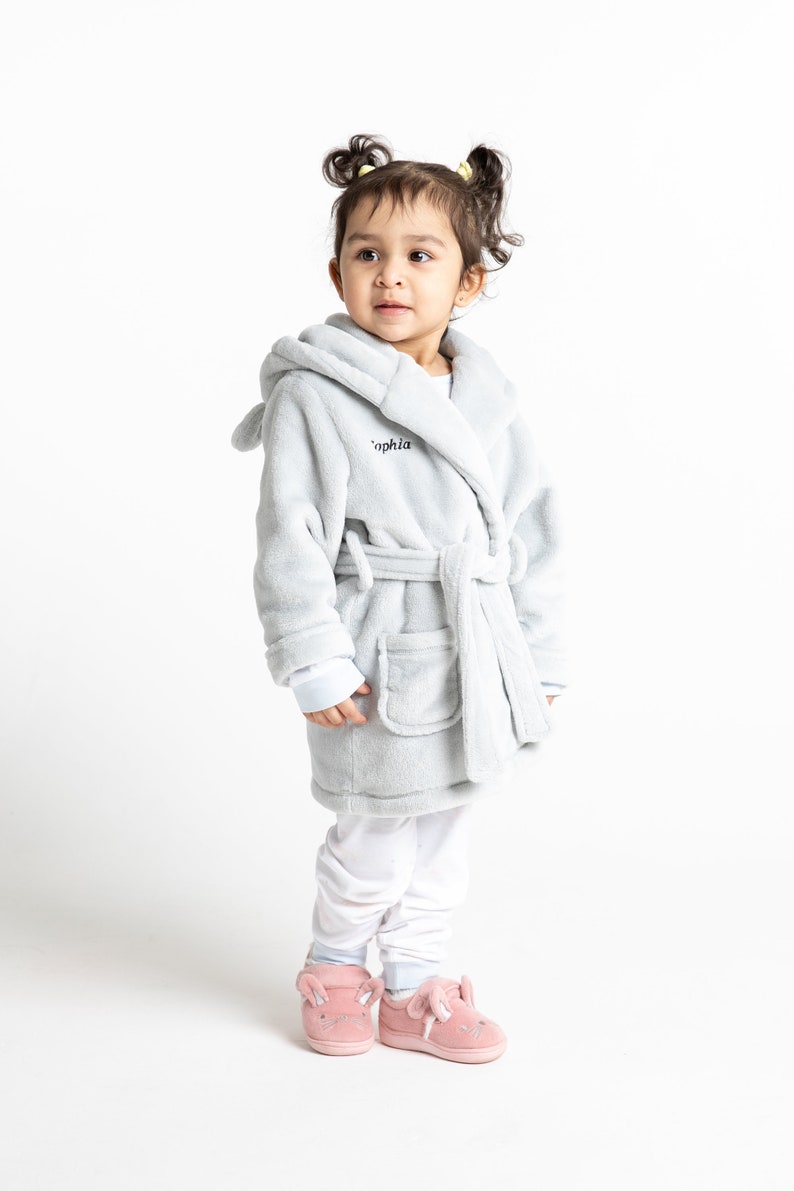 personalised fluffy dressing gown with hood