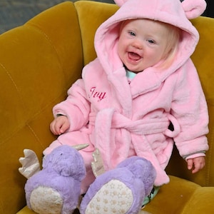 Peignoir bébé super doux unisexe personnalisé avec oreilles d'ours en peluche Light Pink