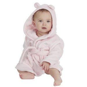 Robe de chambre à capuche personnalisée pour bébé Rose