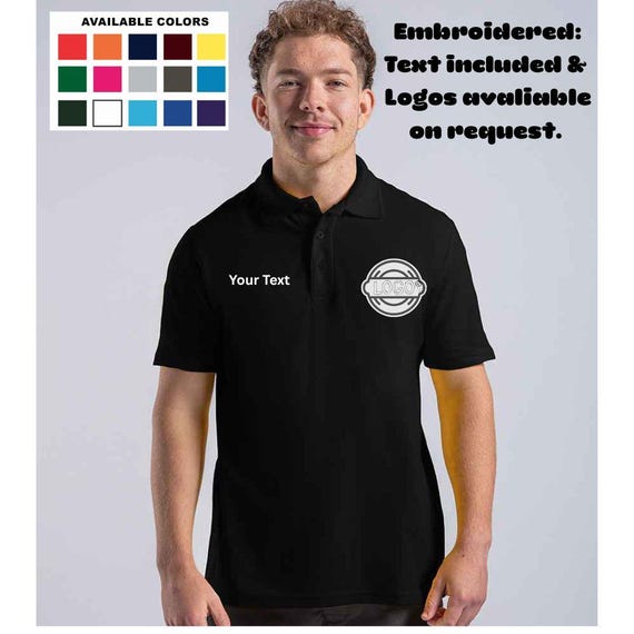 Embroidered Polo Shirt,Personalised Workwear polo top,Custom polo shirt,Personalised Polo shirt, your text embroidered.Polo shirts for work.