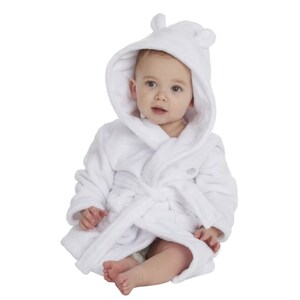 Robe de chambre à capuche personnalisée pour bébé Blanc