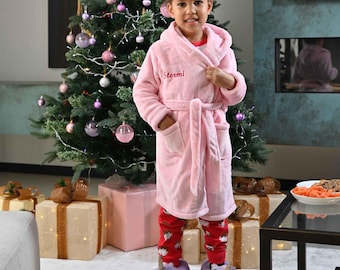 Girls plush personalised dressing gown