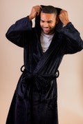 Mens personalised plush hooded dressing gown product logo