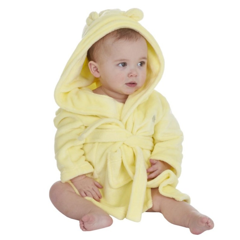 Robe de chambre à capuche personnalisée pour bébé Jaune