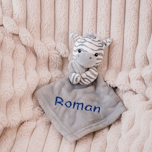 Babies personalised zebra comforter