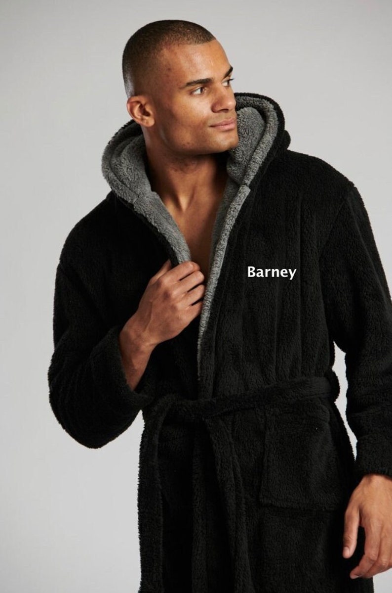 mens personalised premium hooded dressing gown