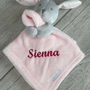 Doudou lapin personnalisé bébé Rose