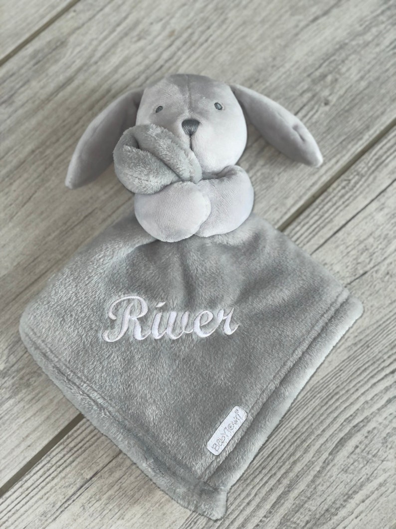 Doudou lapin personnalisé bébé Gris