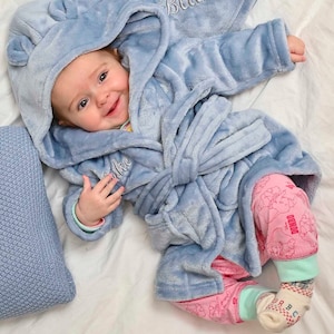Peignoir personnalisé à capuche pour bébé Rose foncé Dusky Blue