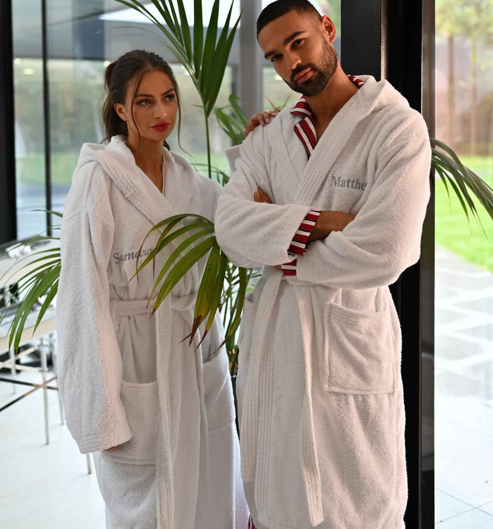 Home N Living Wedding Personalised Luxury Bath Robe His Hers/Mr Mrs 100% Cotton Terry Towel Bathrobes Extra Absorbent With Belt Bath Shower Anniversary Wedding Gift (Wine Red Mr/Mrs