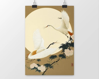Japanese Crane Art Prints, Bird Wall Art, Bird Art Print, Japanese Wall Print, Japanese Gift Deco
