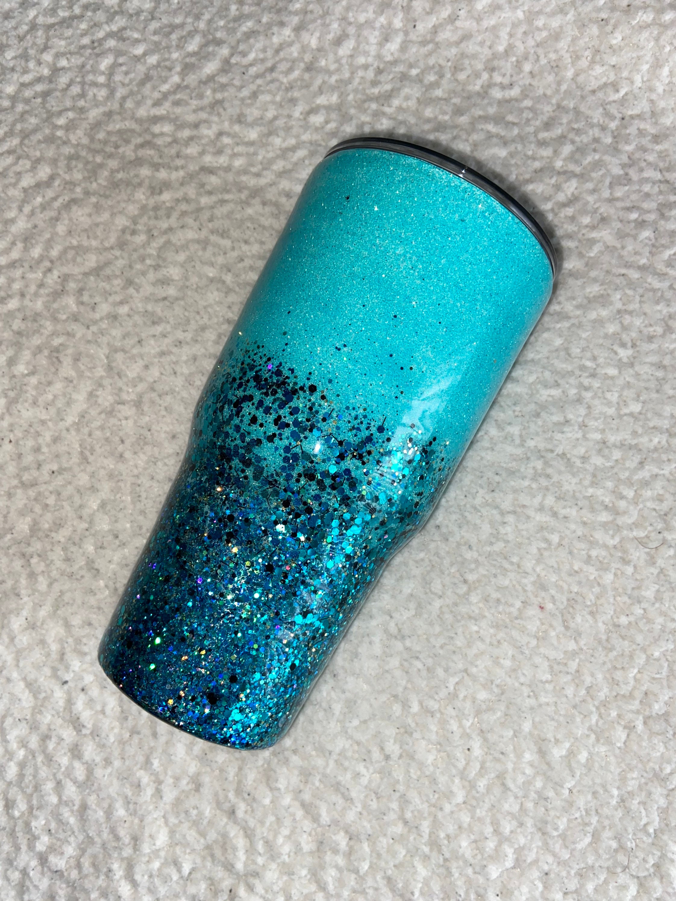 Aqua Blue Glitter Tumbler 30oz Etsy