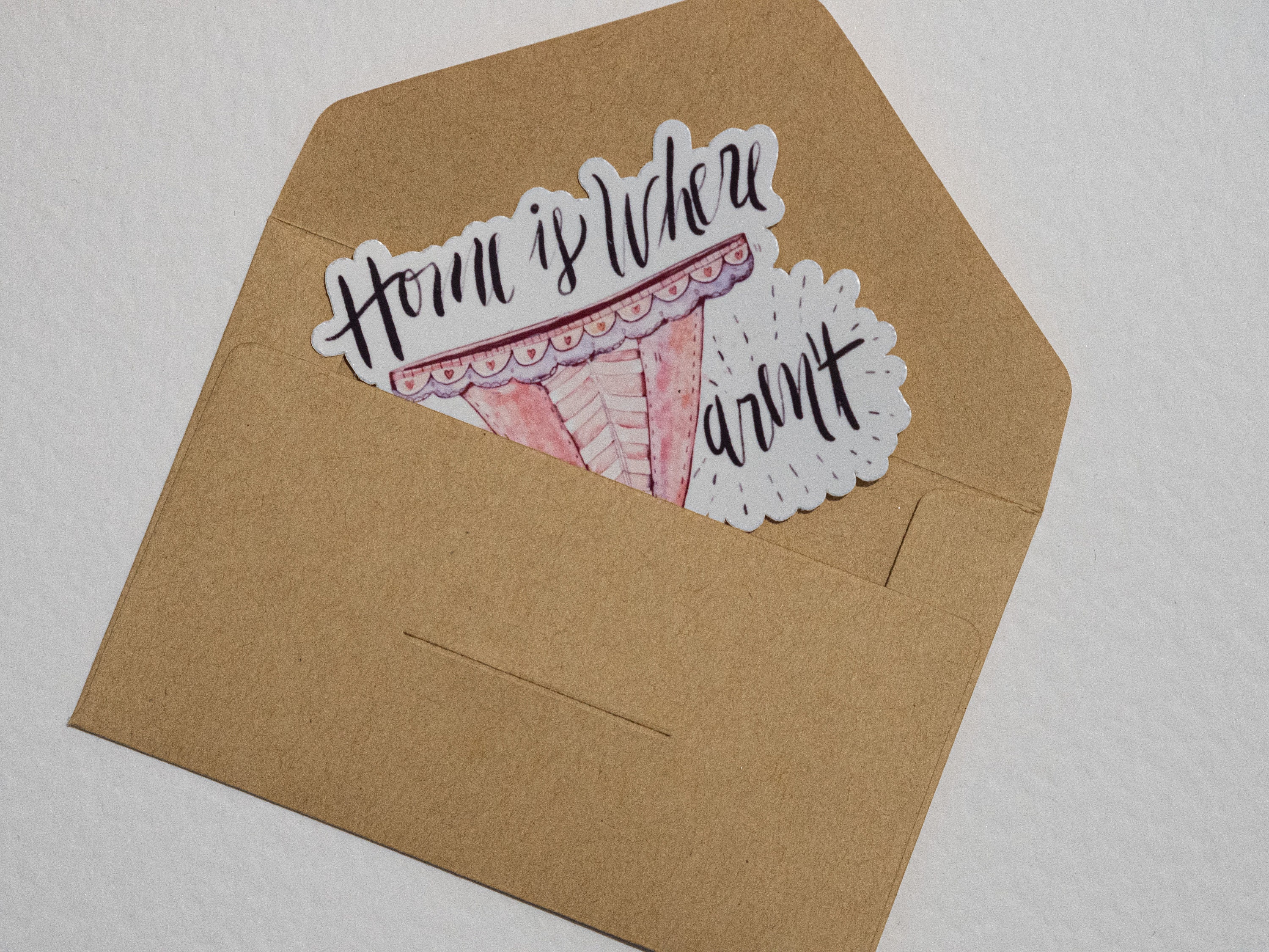 Pink panties sticker with message Home is where the Etsy