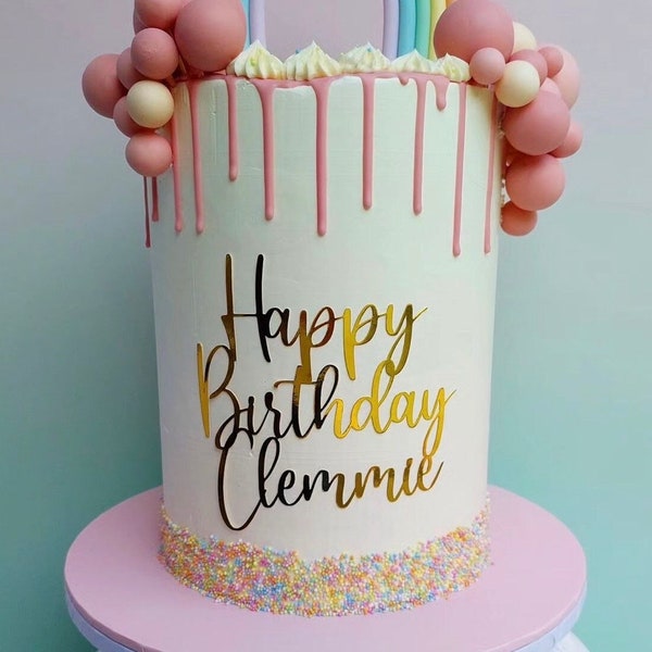 Topper per torta in fogli, topper per fogli di buon compleanno, fascino per torta personalizzato personalizzato