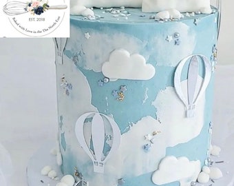 Hot air balloon cake charm x 6, hot air balloon cake decor, baby shower cake decor, gender reveal party, hot air balloon theme party