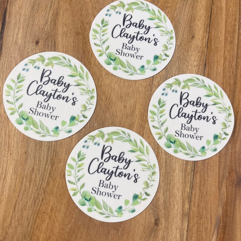 Edible Personalised Cupcake Toppers Pretty Greenery Floral Etsy UK
