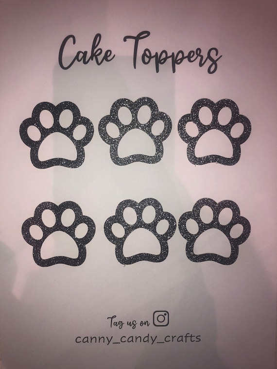 Paw Print Cupcake Toppers Dog Cake Topper Dog birthday | Etsy
