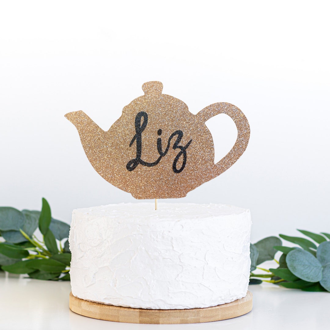 Teapot Cake Topper, Tea Party Cake Topper, Afternoon Tea Decor, Tea